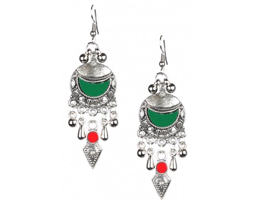 Silver Oxidized Earrings Jhumka Jhumki Bali Imitation Indian Bollywood Ethnic Wedding Jewelry H4